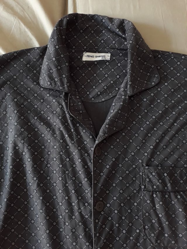 Hombre Pijama franela algodon XXL unisex azulNegro