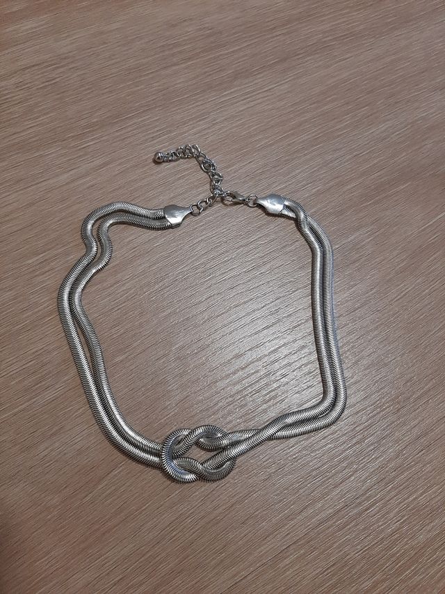 Collar cadena gruesa metal plateado
