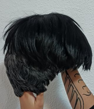 Peluca negra corta Buzz cut Levi Cosplay 