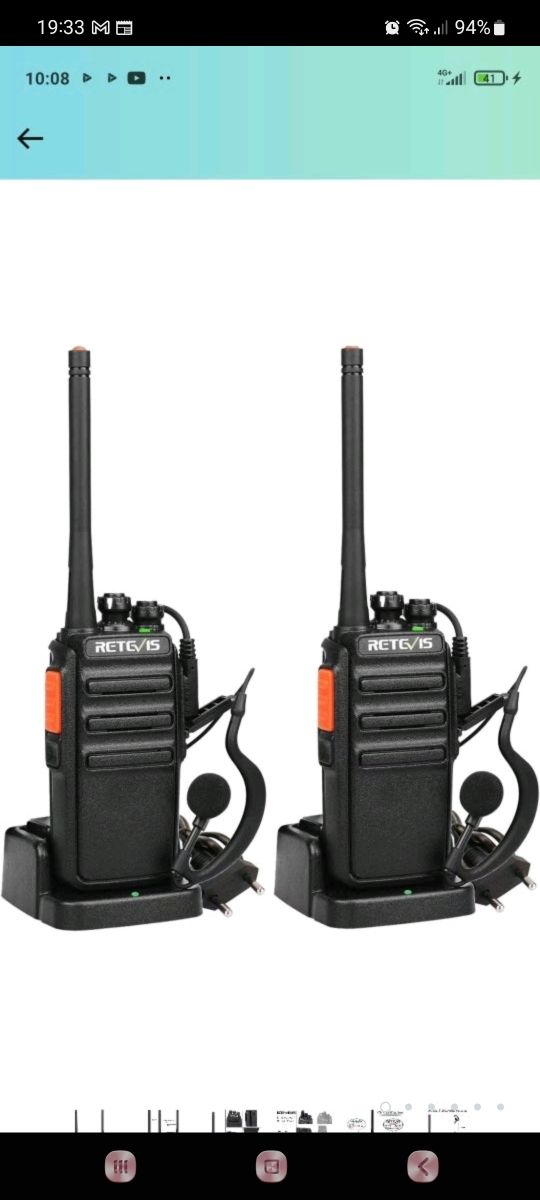 Retevis Rt24 V Freenet Walkie Talkie Recargable Con Auriculares