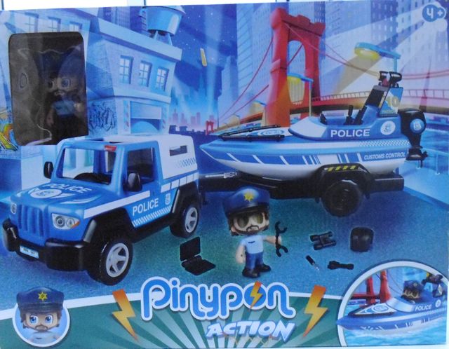 Caja Pinypon Action coche y lancha policía