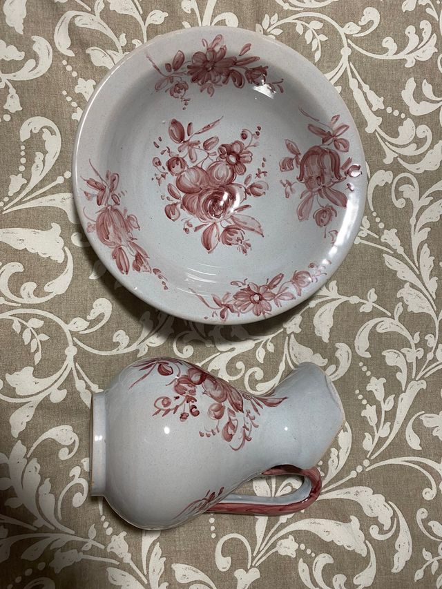 Juego de Jarra y Palangana Pintada a Mano