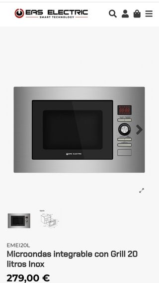 Microondas integrable con Grill 20 litros Inox
