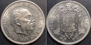 10 MONEDAS FRANCO 1949EN PERFECTO ESTADO de 5 PTS