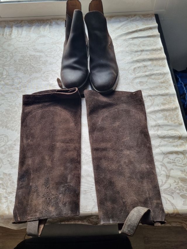 botines de piel equitacion y polainas xl