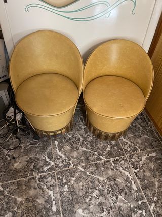 2 poltroncine pouf rustico vintage