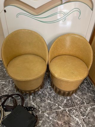 2 poltroncine pouf rustico vintage