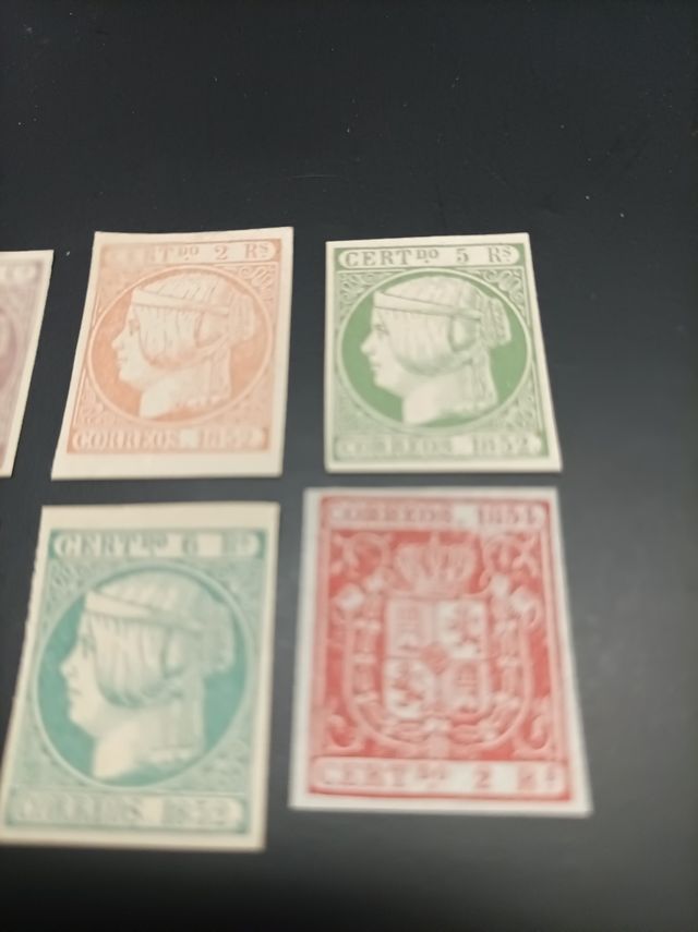 6 sellos no originales Isabel II