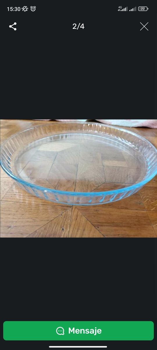 Bandeja, fuente de cristal para comida