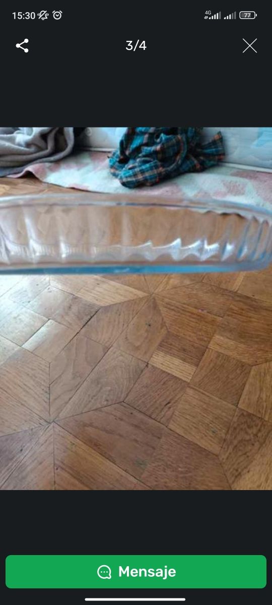 Bandeja, fuente de cristal para comida