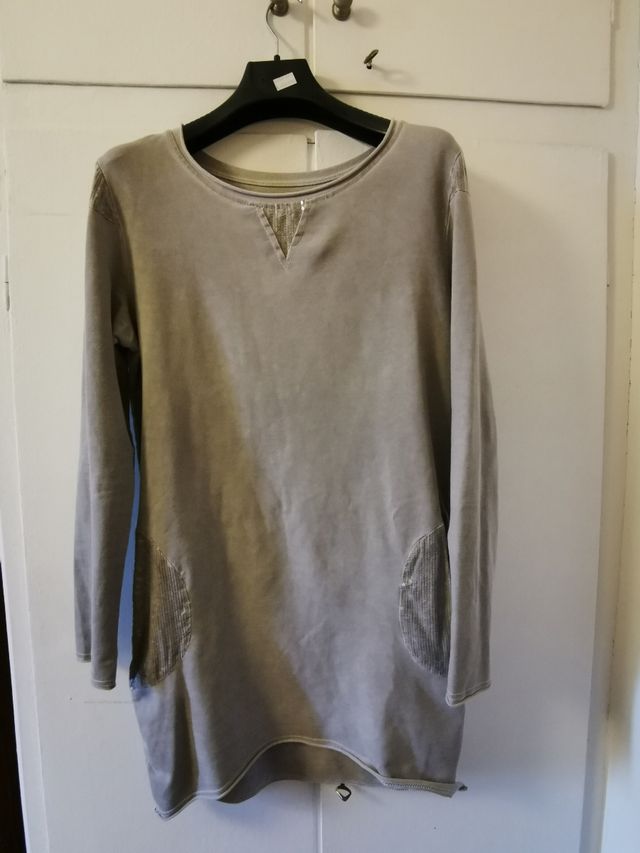 Abito maxi maglia tortora