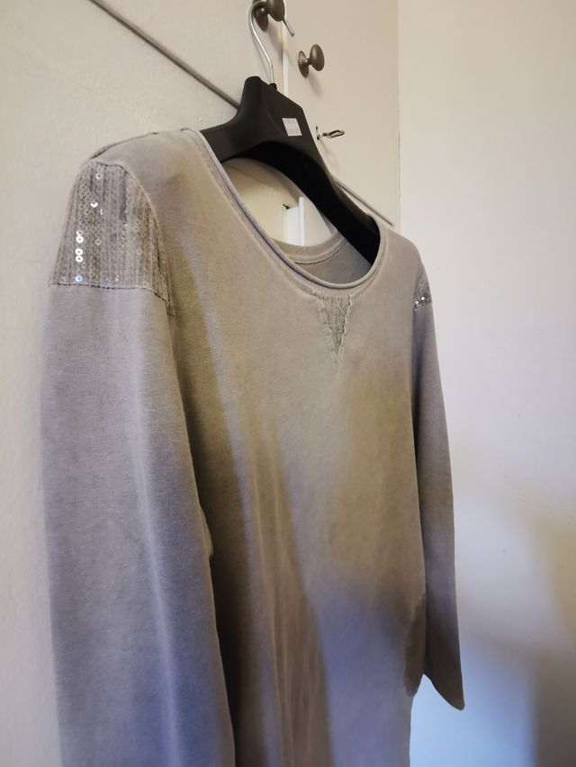 Abito maxi maglia tortora