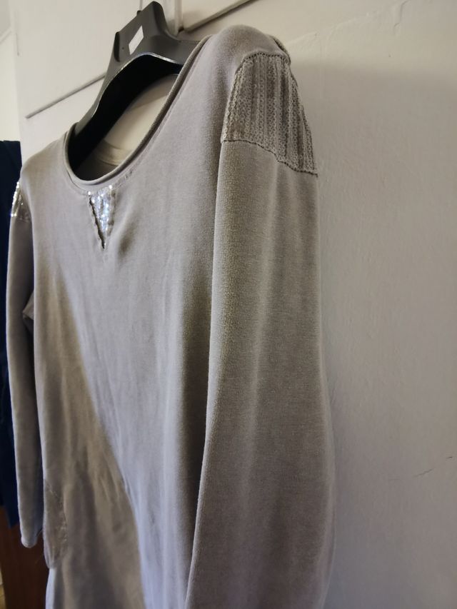 Abito maxi maglia tortora