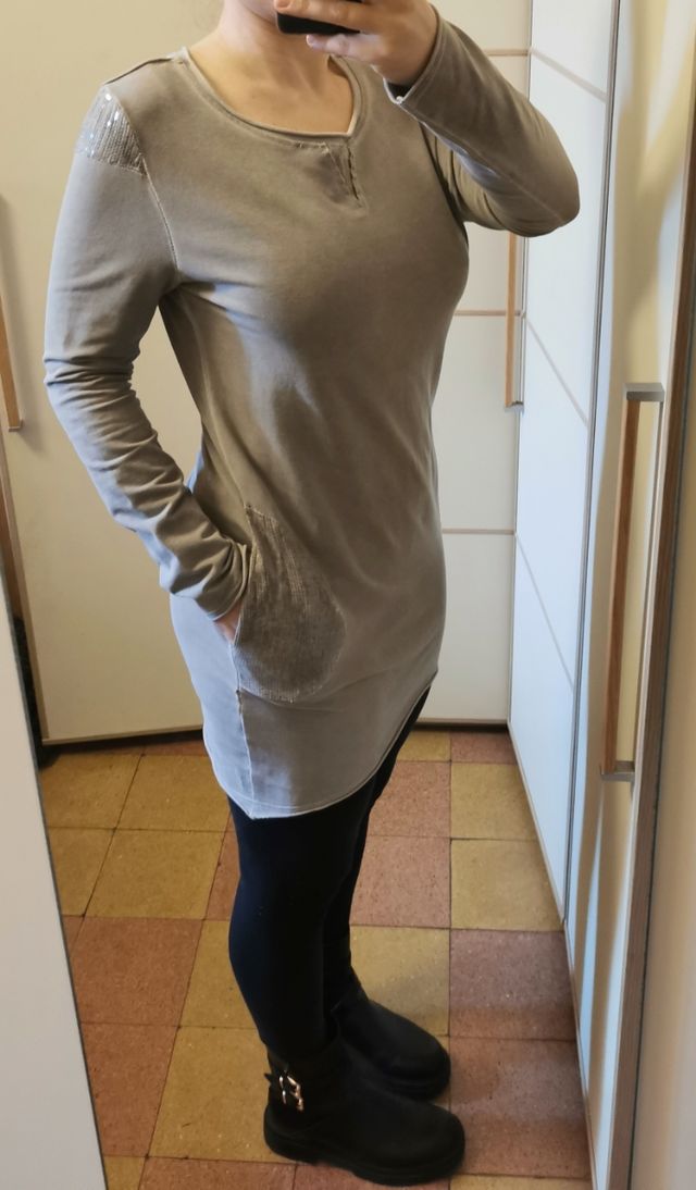 Abito maxi maglia tortora