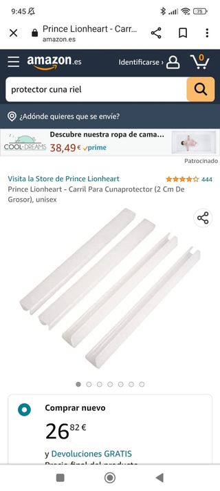 Protectores barrera cuna/cama nuevos.