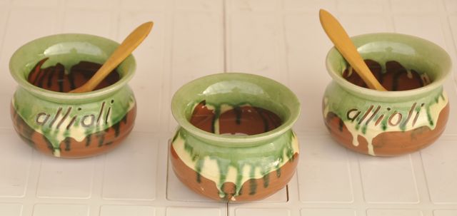 3 Salseras allioli de cerámica