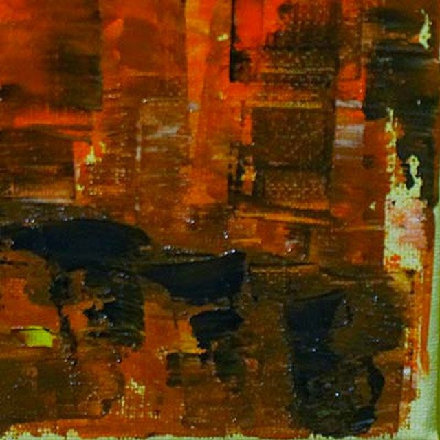 Dipinto - Veduta della città II: tramonto infuocato urbano