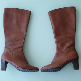 Botas altas y tacón piel 37 marrón-visón
