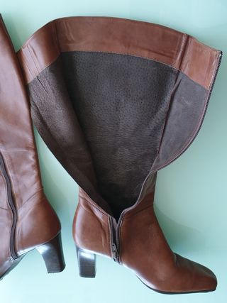 Botas altas y tacón piel 37 marrón-visón