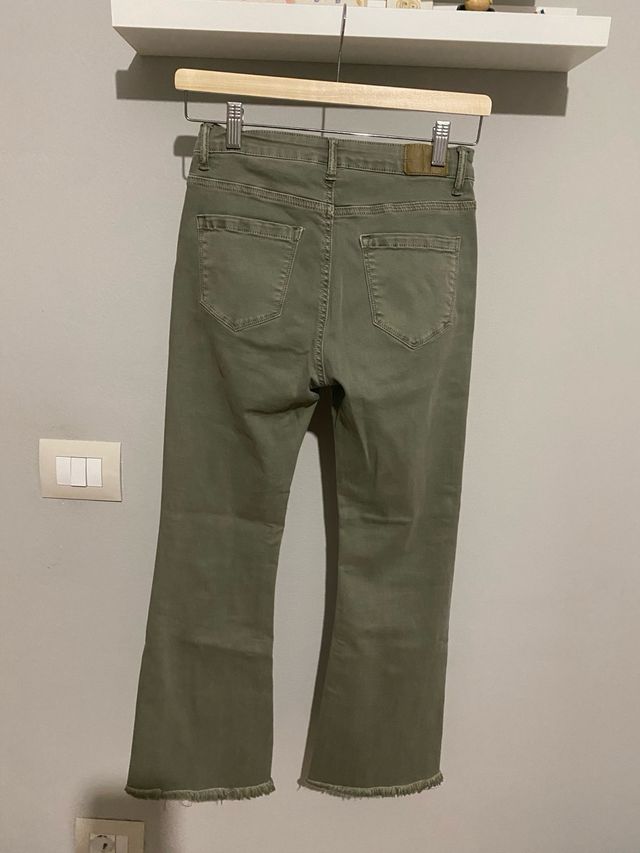 Jeans verde con frange elasticizzato XS - donna 