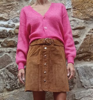 Falda mujer S piel Zara
