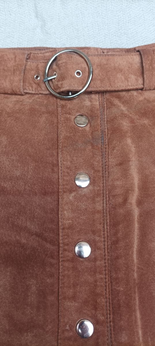 Falda mujer S piel Zara