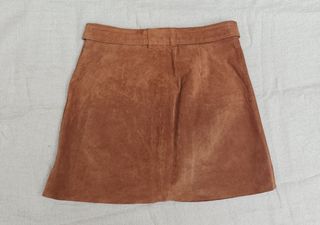Falda mujer S piel Zara