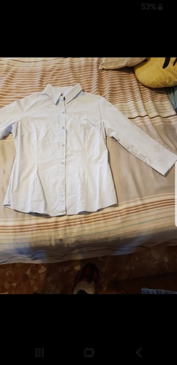 Camisa azul claro manga larga zara