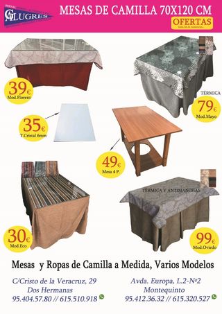 mesas y ropas de camilla