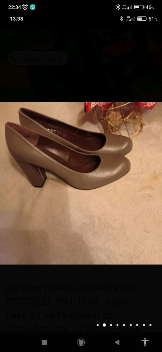 Nude zapatos salón piel a estrenar 40