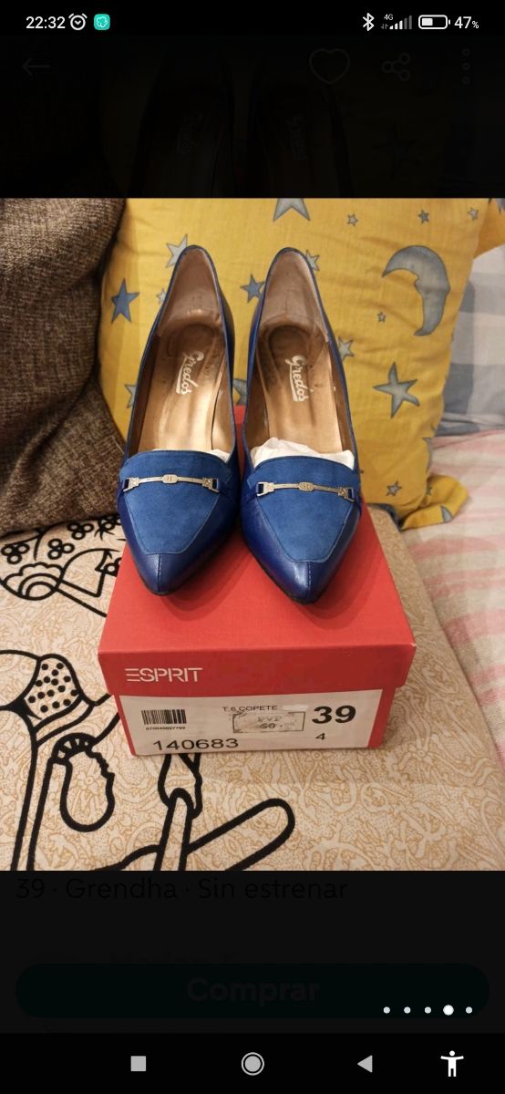 Exclusivo zapatos salón azulon piel 39 a estrenar