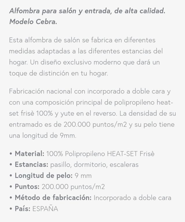 ALFOMBRA MODELO CEBRA 