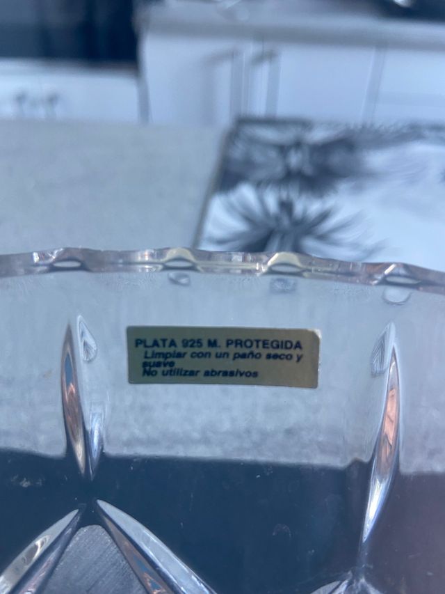 Frutero  plata y cristal tallado antiguo