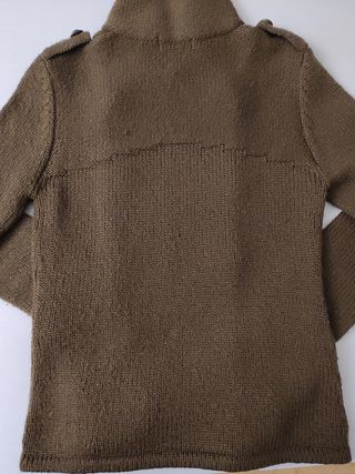 Chaqueta lana marrón tipo militar con botones,L