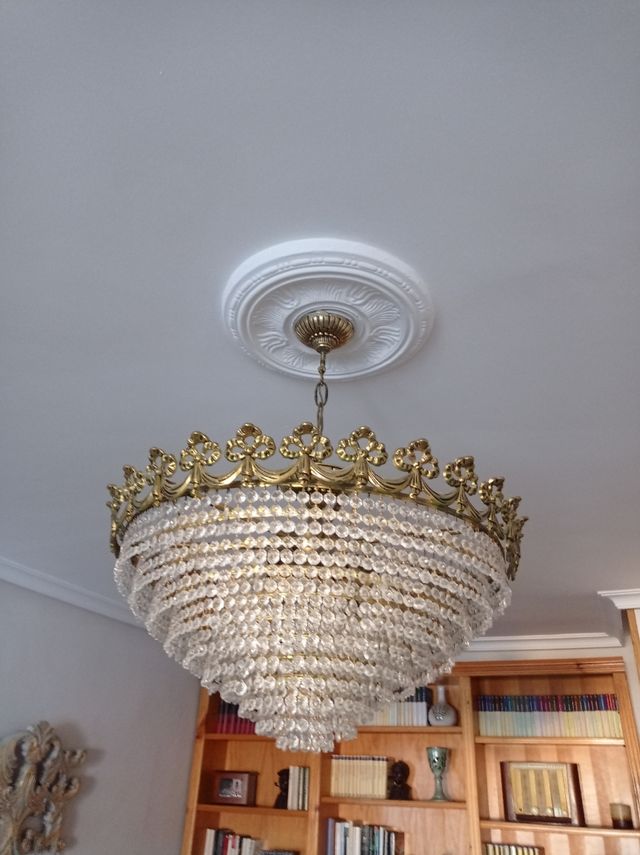 Lámpara de cristal y bronce