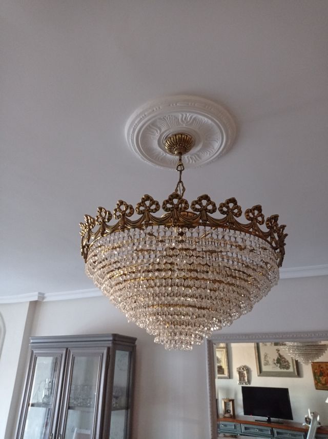 Lámpara de cristal y bronce