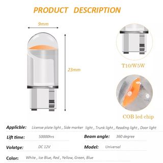 Kit 10Pz Lampadina Faro Auto Moto T10 W5W 7000k