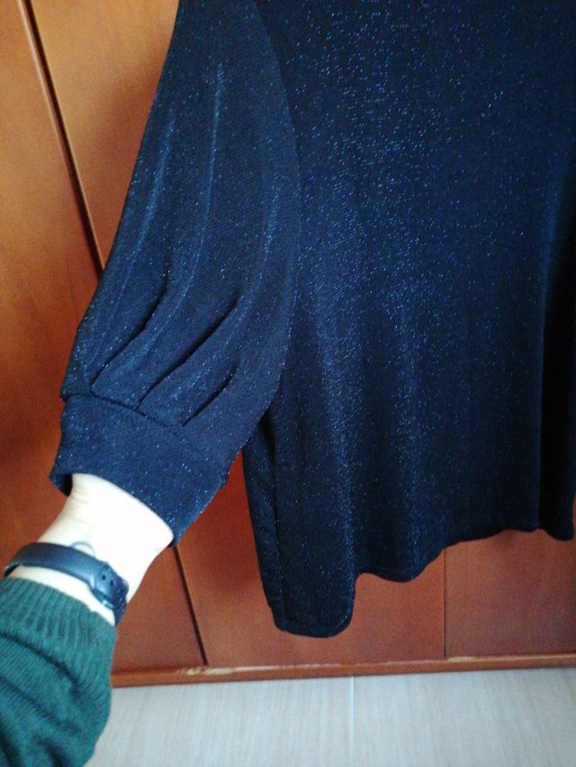 jersey negro de punto con brillo L