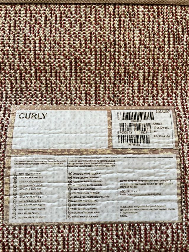 Tappeto curly tender polipropilene rosso 120x170