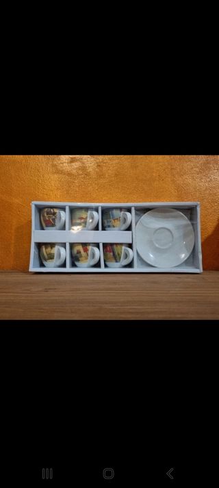 Set 6 tazzine caffè decorate con piattino