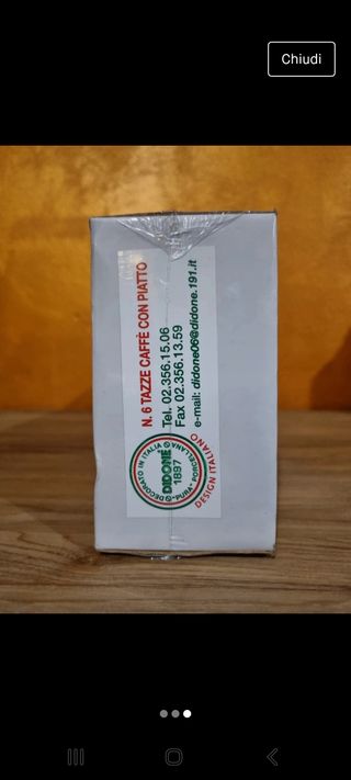 Set 6 tazzine caffè decorate con piattino