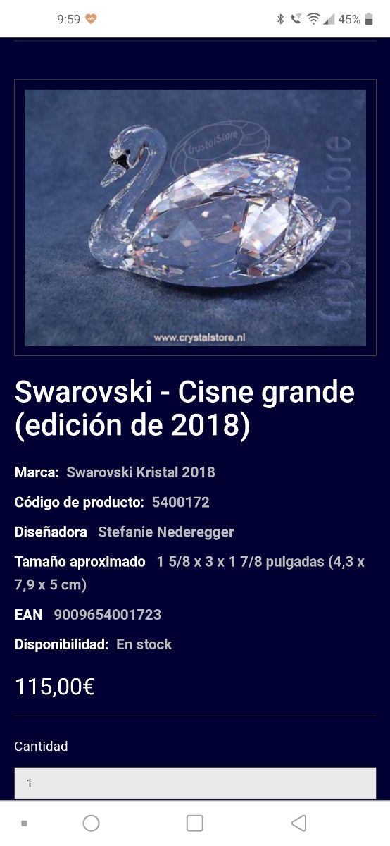 Cisne Swarovski 7 cm