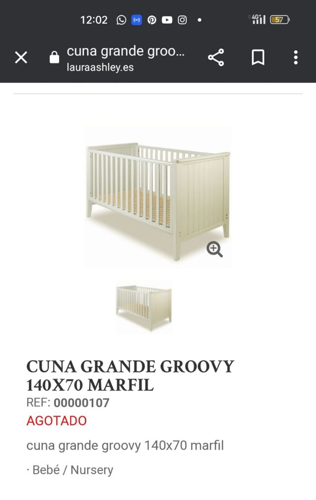 Cuna madera maciza marfil 140 x 70 Laura Ashley