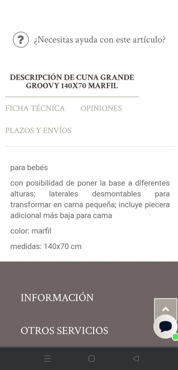 Cuna madera maciza marfil 140 x 70 Laura Ashley