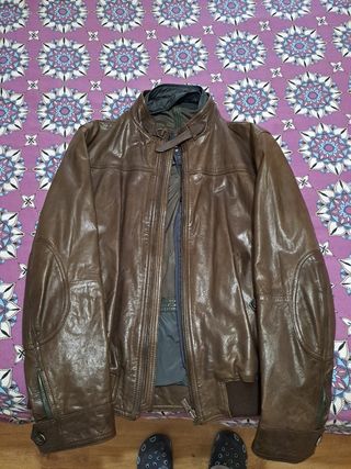 chaqueta cuero massimo dutti talla L