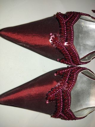 Zapato fiesta piel, forrado, pedrería 