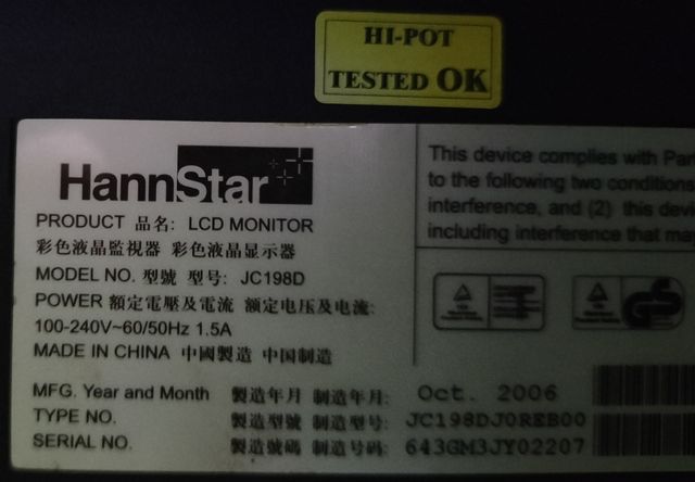 MONITOR DE PC CUADRADO HANNS.G DE 19 PULGADAS GRIS