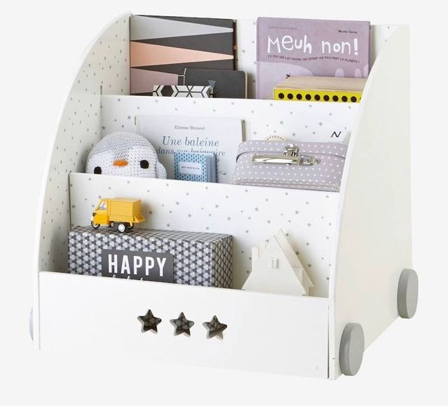Libreria de madera infantil con ruedas