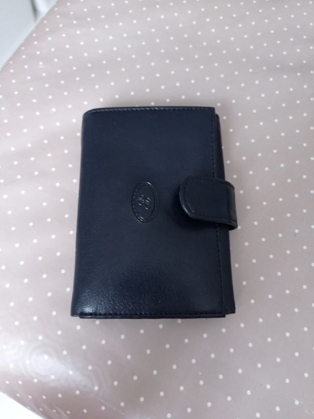 portafoglio in pelle blu marino