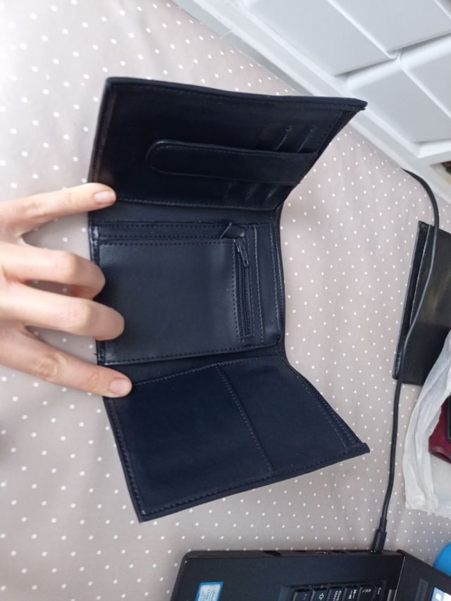 portafoglio in pelle blu marino